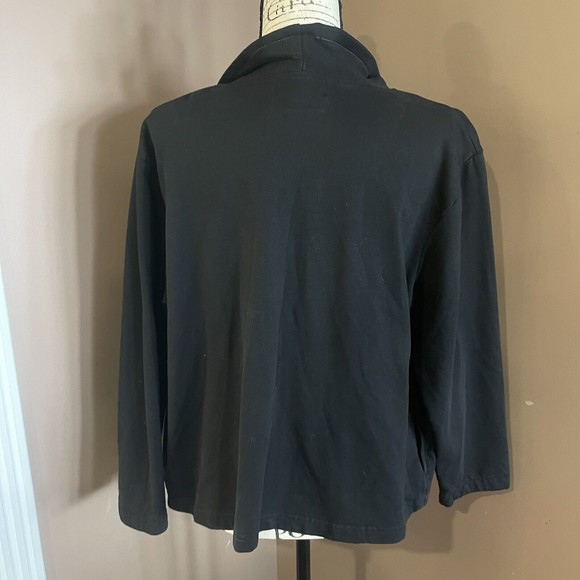 Mandal Bay Zip Up Fall Velvet Leaves Leaves Black Jacket/Cardigan  Large Cotton - Picture 3 of 12